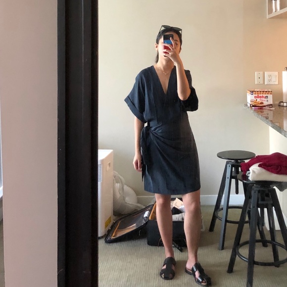 & Other Stories Kimono Wrap Dress NAVY - Picture 2 of 6